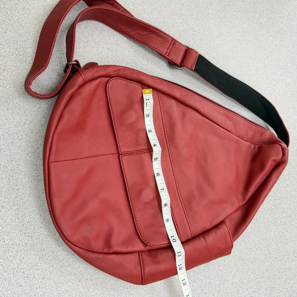 AmeriBag Healthy Back Bag Red Leather Ergonomic Sling Backpack Medium